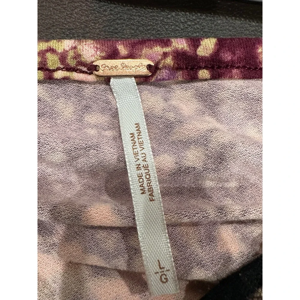 Free People Layer It On Me Long Sleeve Floral Ruched  Purple Lace Trim Large
